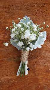 Babys Breath Boutonniere With Dusty Miller Wrapped In Twine Prom Flowers Wedding Bouquets Wedding Flowers