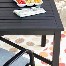A powerful table while still being understated. Stylewell 42 In Mix And Match Black Square Metal Outdoor Patio Dining Table With Slat Top Fts70660 Blk The Home Depot