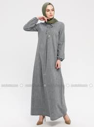 Ginezza Khaki Crew Neck Unlined Cotton Dress Baju Muslim Jubah
