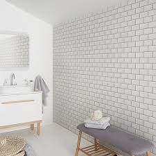 I'm adding some ceramic tiles to a splashback in my kitchen, i'm using square ceramic tiles. Goodhome Yvias White Metro Tile Effect Textured Wallpaper Diy At B Q