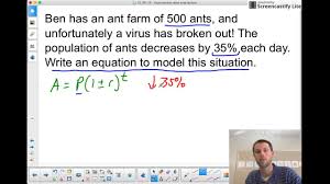 6 6 Writing An Exponential Decay Equation Youtube