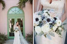 A peach wedding bouquet recipe that you can either diy yourself or take to your local florsit. Anemone Rose Greenery And Blue Thistle Bridal Wedding Bouquet Marry Me Tampa Bay Most Trusted Wedding Vendor Search And Real Wedding Inspiration Site