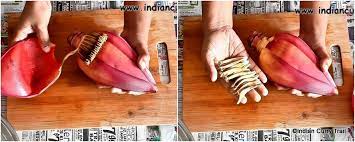 How To Clean Banana Flower / Vazhaipoo Cleaning Method - Indian Curry Trail