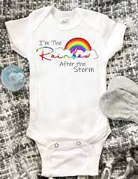 Rainbow Baby Onesie Announce Your Rainbow Baby With This Handmade Baby Onesie From Pineapple Lane G Rainbow Baby Announcement Rainbow Baby Onesie Rainbow Baby