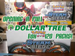 I live in maryland and cant find any pokemon at my local dollar tree. Opening A Full Dollar Tree Pokemon Tcg Steam Siege Booster Box 120 Packs Feat Kittenfaerie Collectorshuki Com