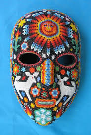 Huichol Mask With Sun Chaquira Beads Mexican Mask Mexican Art Masks Art