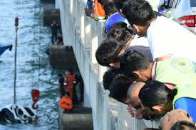 The toyota vios seen at km4 of the penang bridge in the early hours of january 20, 2019. David St Loh ×'×˜×•×•×™×˜×¨ Relatives And Friends Of The Victim Watch The Recovery Of The Suv At The Penang Bridge Following An Accident On Sunday Where A Car Plunged Into The Sea