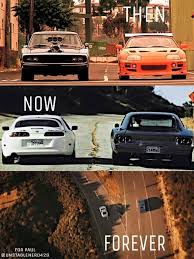 With vin diesel, paul walker, dwayne johnson, jordana brewster. Then Now And 4 Ever Fast And Furious Fast And Furious Memes Paul Walker