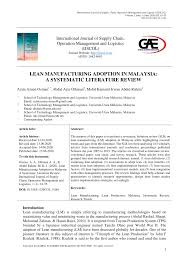 Pdf Lean Manufacturing Adoption In Malaysia A Systematic Literature Review
