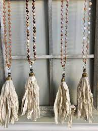 Bohemian Silk Sari Tassel Necklace Silk Ribbon Jewelry Diy Tassel Necklace Fabric Jewelry