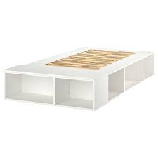 Platsa White Bed With Storage Depth Storage Space 40 Cm Length 244 Cm Ikea In 2020 Bed Frame With Storage Diy Storage Bed Bed Storage