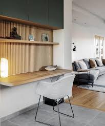 wandpanelen houtmerk kantoor aan huis kast thuisdecoratie interieur