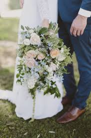 A Beautiful Backyard Garden Wedding By Ruth Gilmour Photography Paper Lace Blue Wedding Bouquet Loose Wedding Bouquets Cascading Wedding Bouquets