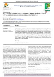 Pdf Volatile Esters And Sulfur Compounds In Durians A Suggested Approach To Enhancing Economic Value Of Durians