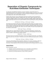 Separation Of Organic Compounds By Acid Base Extraction
