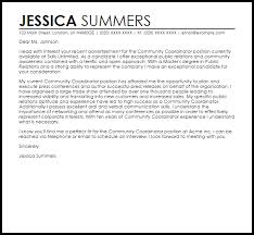 Community Coordinator Cover Letter Sample Cover Letter Templates Examples
