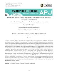 Pelaporan pentaksiran bilik darjah b.inggeris tahun 1, 2 & 3 (2019). Pdf Kurikulum Pengajaran Dan Pentaksiran Dari Perspektif Pelaksanaan Pentaksiran Bilik Darjah Curriculum Teaching And Assessment In The Perspective Of Classroom Assessment