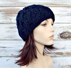 Navy Blue Cable Knit Hat