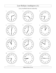 La Leer La Hora En Un Reloj Analogico En Intervalos De 15 Minutos A Lectura De Las Hojas De Calculo Leer Y Escribir Reloj