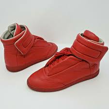 Shop maison martin margiela women's shoes at up to 70% off! Maison Martin Margiela Red Leather Hi Top Strap Shoes Future Sneakers 40 For Sale Online Ebay