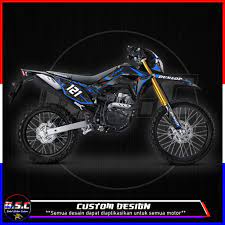 Kalau modif motor trail ke gaya supermoto perlu ubahan gearset agar tetap nyaman di pakai di jalan raya. Crf 150 L Full Body Decal Sticker Simple Motif With Splash Blue Shopee Philippines