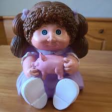 Vintage Cabbage Patch Kid piggy bank vinyl hard plastic 7" RARE 1983 Star  Power