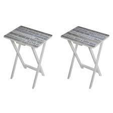 Waterside Living Foldable Side Table Tv Tray Set Of 2 Walmart Com Waterside Living Wooden Tv Trays Tv Trays