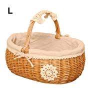 Handmade Country Picnic Basket With Inside Liner Oval Rattan Woven Wicker Shopping Basket Fruit Servin Wicker Shopping Baskets Easter Egg Hunt Serving Baskets