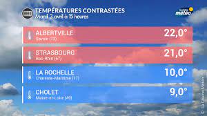 Le fuseau horaire de albertville, les changements d'heure à albertville, le passage à l'heure d'été et à l'heure d'hiver à albertville. La Chaine Meteo Auf Twitter Les Temperatures Sont Tres Contrastees Cet Apres Midi Grande Douceur A L Est Avec 21 A Strasbourg Mais Fraicheur Sous La Pluie A L Ouest Avec 9 A Cholet Dans