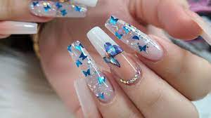 Uñas de gel, manicuras permanentes y, las protagonistas de este post, las uñas acrílicas. Full Set De Unas Acrilicas Diseno De Mariposas Youtube