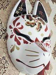 狐面 朱華 kitsune mask japanese mask japanese fox mask