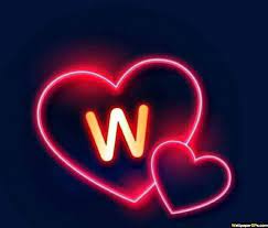 Great collection of new and stylish dp images. W Name Dp Pics For Whatapp N Facebook With Neon Light Heart Black Background Name Wallpaper Black Background Wallpaper Alphabet Wallpaper