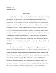 Music Critique Paper Mul 3011 701 Musiccritique Symphonyno 3ineflatmajor Eroicaop Ludwig Vanbeethoven Thepiecewasorig Course Hero