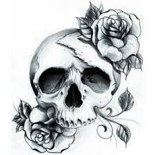 Présentation du tattoo tete de mort et rose. Tatouage Decalcomanie Motif Tete De Mort Www Tattoo Sticker Com Dessin Tatouage Tete De Mort Tatouage De Crane