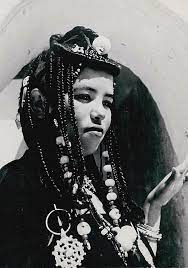 Berber North Africa Indigo Cloth Tribal Women Stone Archway