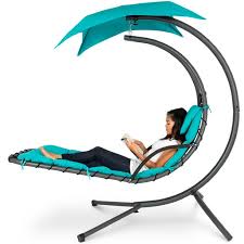 Maybe you would like to learn more about one of these? Best Choice Products Hanging Curved Chaise Lounge Chair Swing For Backyard Patio W Pillow Canopy Stand Teal Walmart Com Walmart Com