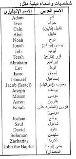 تعليم الانجليزية للمبتدئين أسماء وشخصيات دينية Arabic Language Learn English Arabic Worksheets