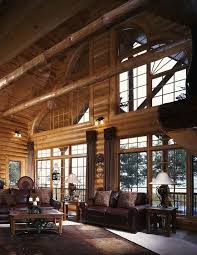 Modern Cabin Great Room Log Homes Log Home Living Modern Log Cabins