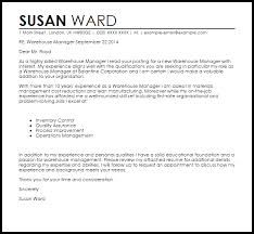 Warehouse Manager Cover Letter Sample Cover Letter Templates Examples