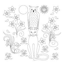 Kindermode für babys, kleinkinder und kinder mit eule mandala designs von unabhängigen künstlern. Malvorlage Mit Hand Gezeichneten Cartoon Katze Eule Und Blumen Fur Kinder Und Erwachsenen Anti Stress Malbuch Album Print Fur Zuhause Kunst Wand Schmucken Kinderzimmer Schwarzweiss Entwurfsillustration Eps 10 Lizenzfrei Nutzbare