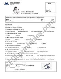 A team of editors takes feedback from our visitors to keep trivia as up to date and as accurate as possible. The Phantom Of The Opera Test Esl Worksheet By Lala