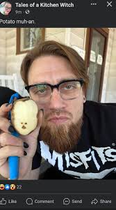 Humorous kitchen witch post with song reference