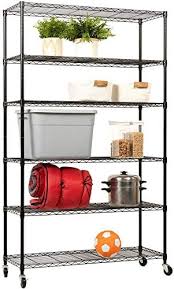 Check spelling or type a new query. Amazon Com Storage Shelves 2100lbs Capacity 6 Shelf On Casters 48 L 18 W 82 H Wire Shelving Unit Adjustable Layer Metal Rack Strong Steel For Restaurant Garage Pantry Kitchen Black Home Kitchen