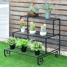 3 Tier Outdoor Metal Garden Planter Holder Shelf Plant Stands Outdoor Outdoor Metal Plant Stands Metal Plant Stand