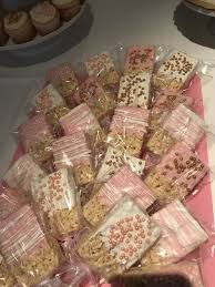 Well, that's up to you, if the big day is close and you're just fed up of all things baby shower, then you can omit a fancy. Rice Krispies Baby Shower Pink And Gold Baby Shower Treats Baby Shower Desserts Girl Baby Shower Dessert Table Girl