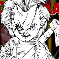 Chucky coloring pages with a baseball bat by captstar1. Scary Doll Coloring Pages Shefalitayal