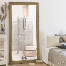 Miroir En Paulownia Dore 90x180 Valentine Maisons Du Monde