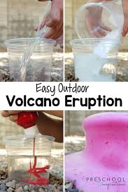 Easy Baking Soda And Vinegar Volcano Eruption For Kids Easy Baking Volcano Recipe Baking Soda