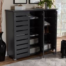 5 out of 5 stars. Baxton Studio Adalwin Modern Dark Gray 3 Door Wooden Shoe Cabinet Walmart Com Walmart Com