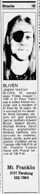 Obituary --- Joseph Gene Bliven